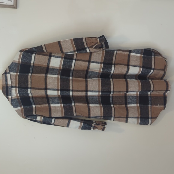 Ainangua Women's Casual Wool Blend Long Plaid Shirt Jacket Button Down Small - Picture 5 of 5